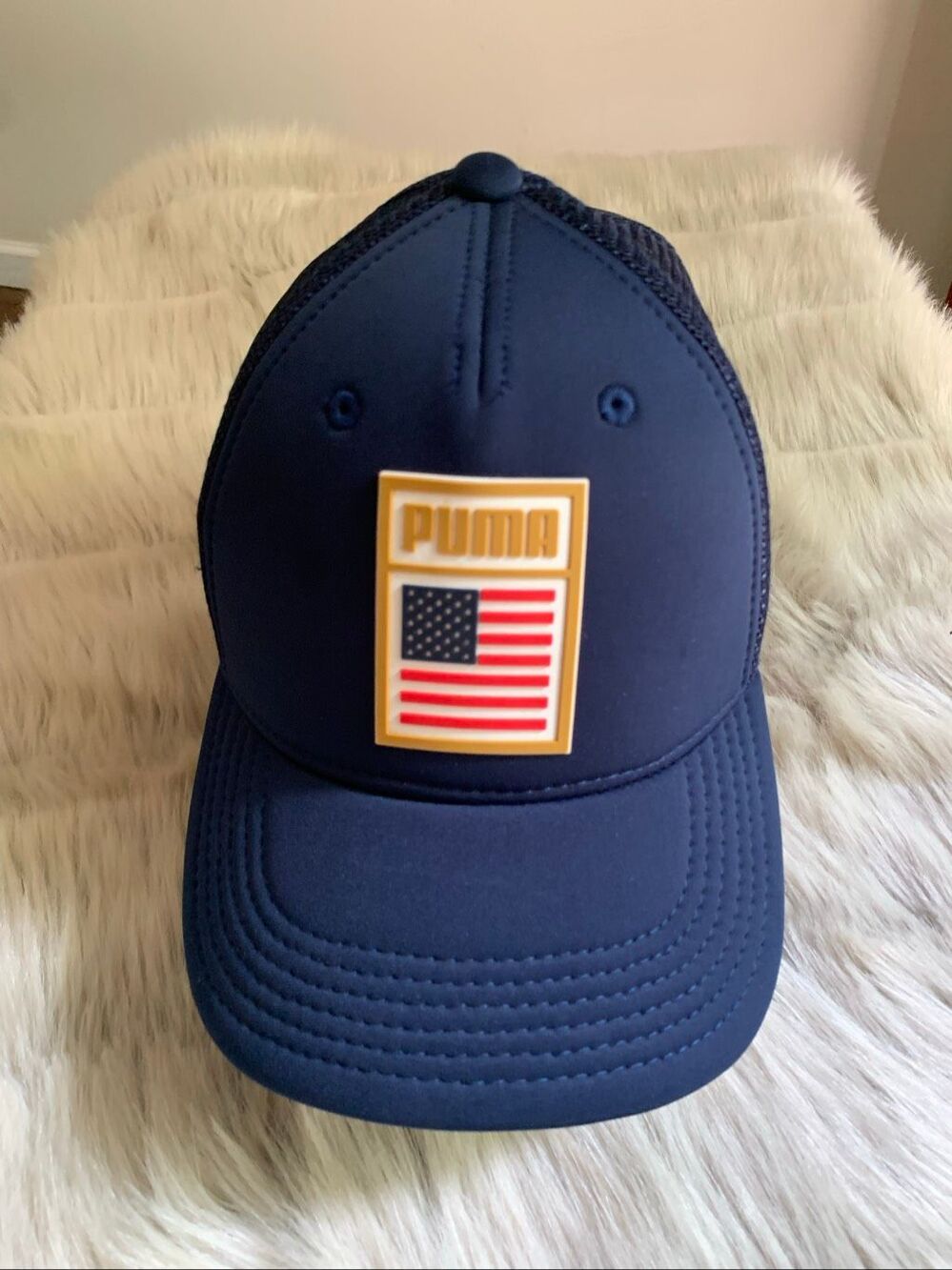 PUMA Red White Blue USA Flag Trucker Hat